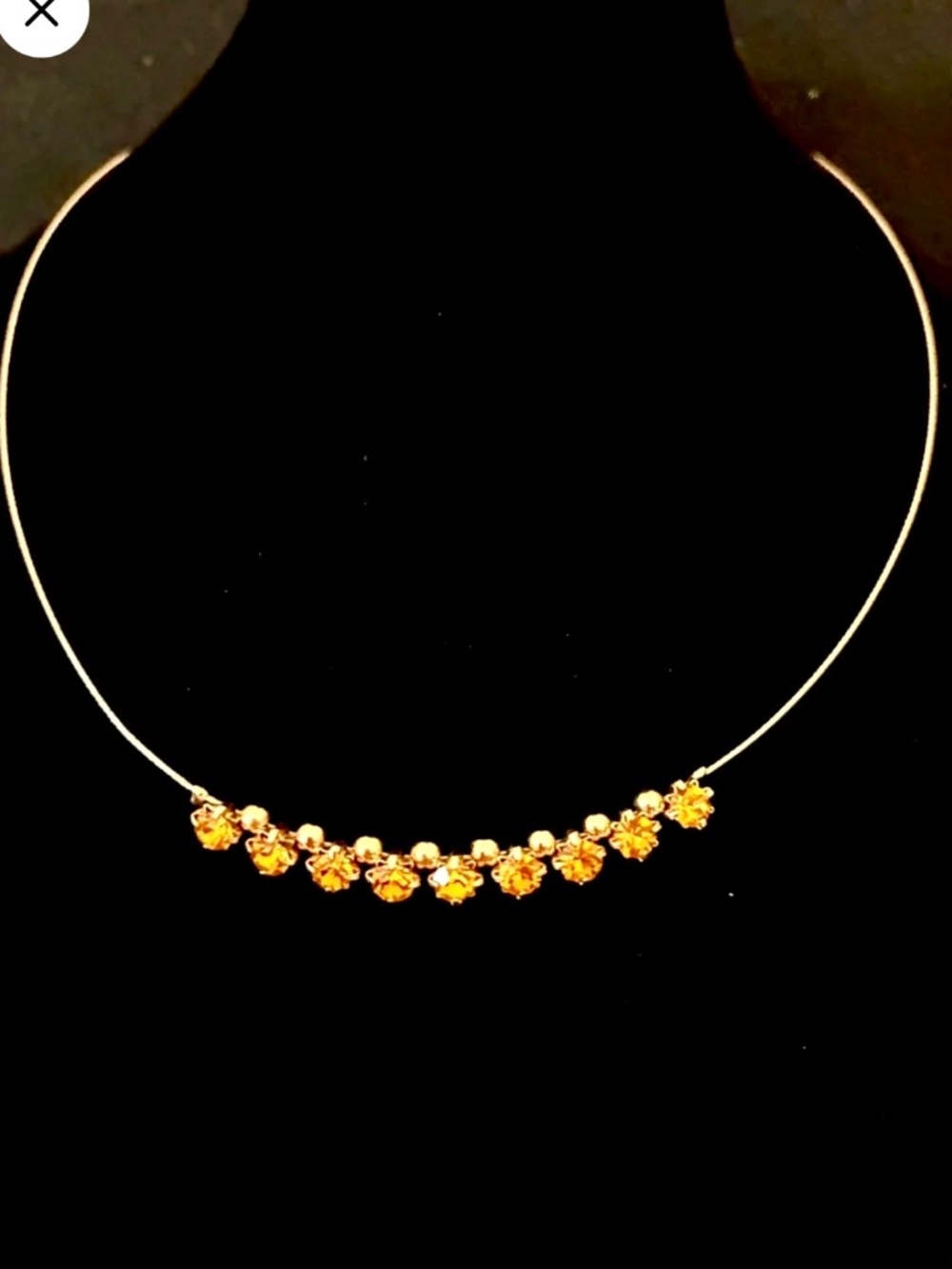 Amber Rhinestone Choker / Collar in Gold Tone